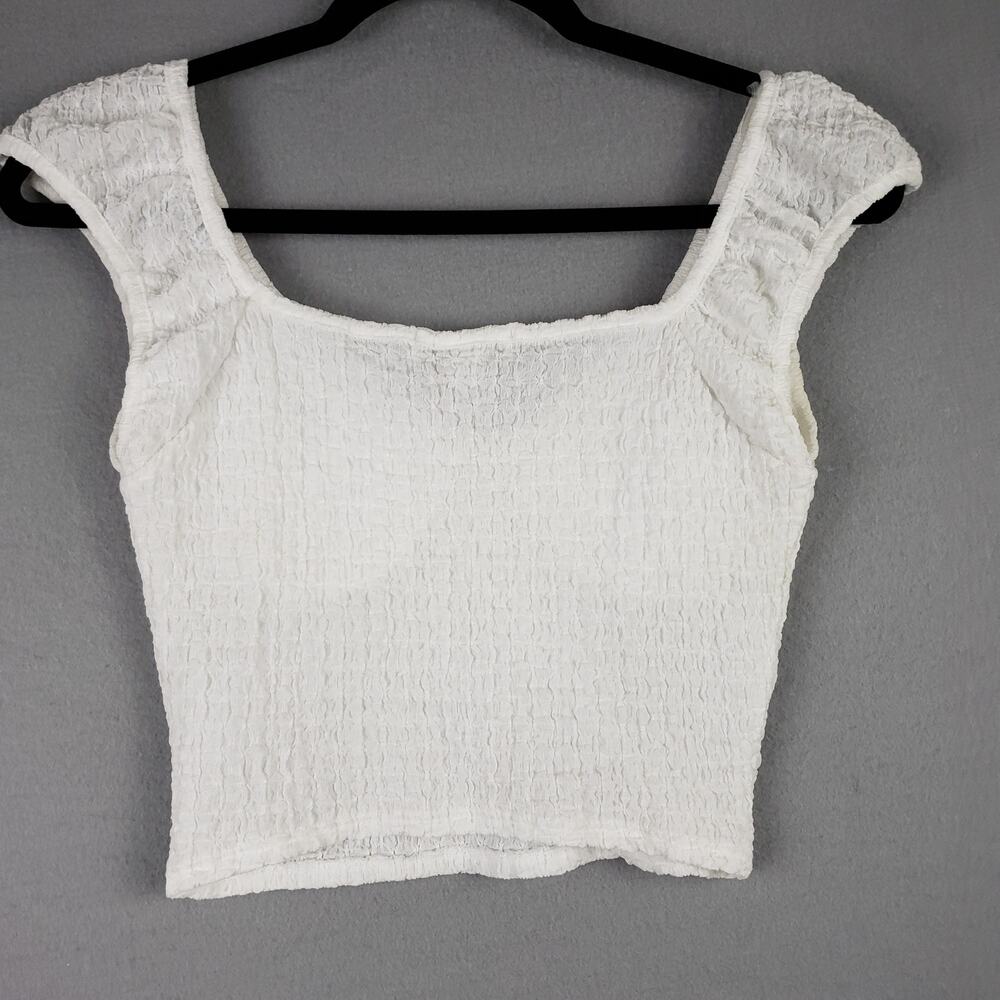 RSQ Size S Milkmaid Bustier Crop Top White Smocked Peasant Scandi Cottagecore‎ - Picture 2 of 7